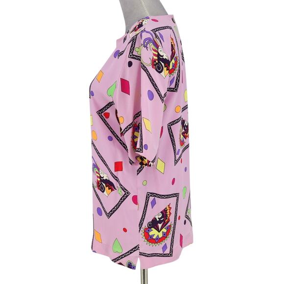 Laurel Escada Top Womens 4 US 34 EU Lavender Silk Geometric Blouse 90s Vintage - Picture 11 of 12